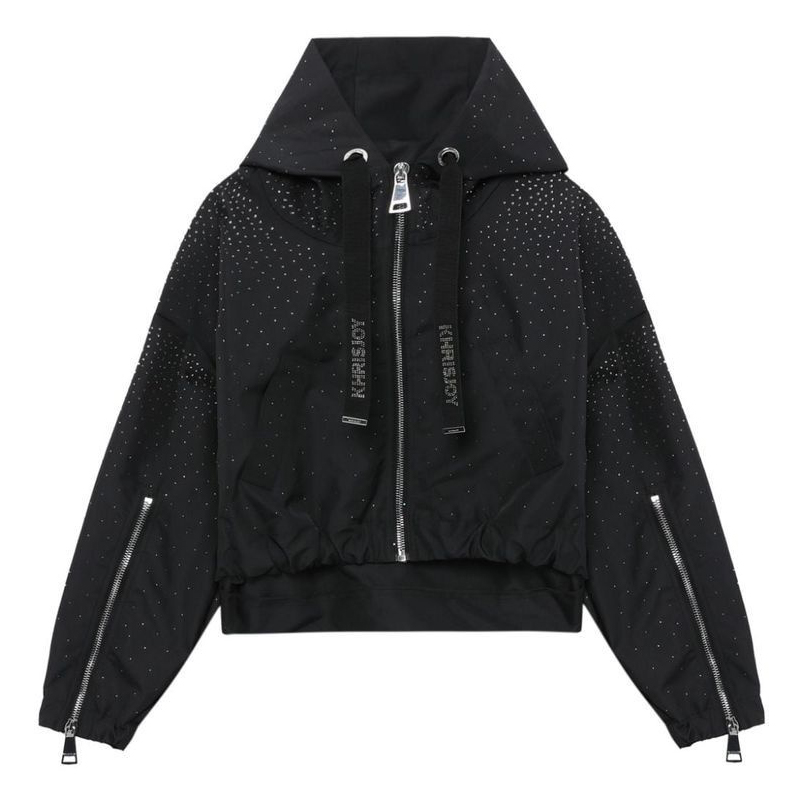 Rhinestone Embellished Hooded Jacket